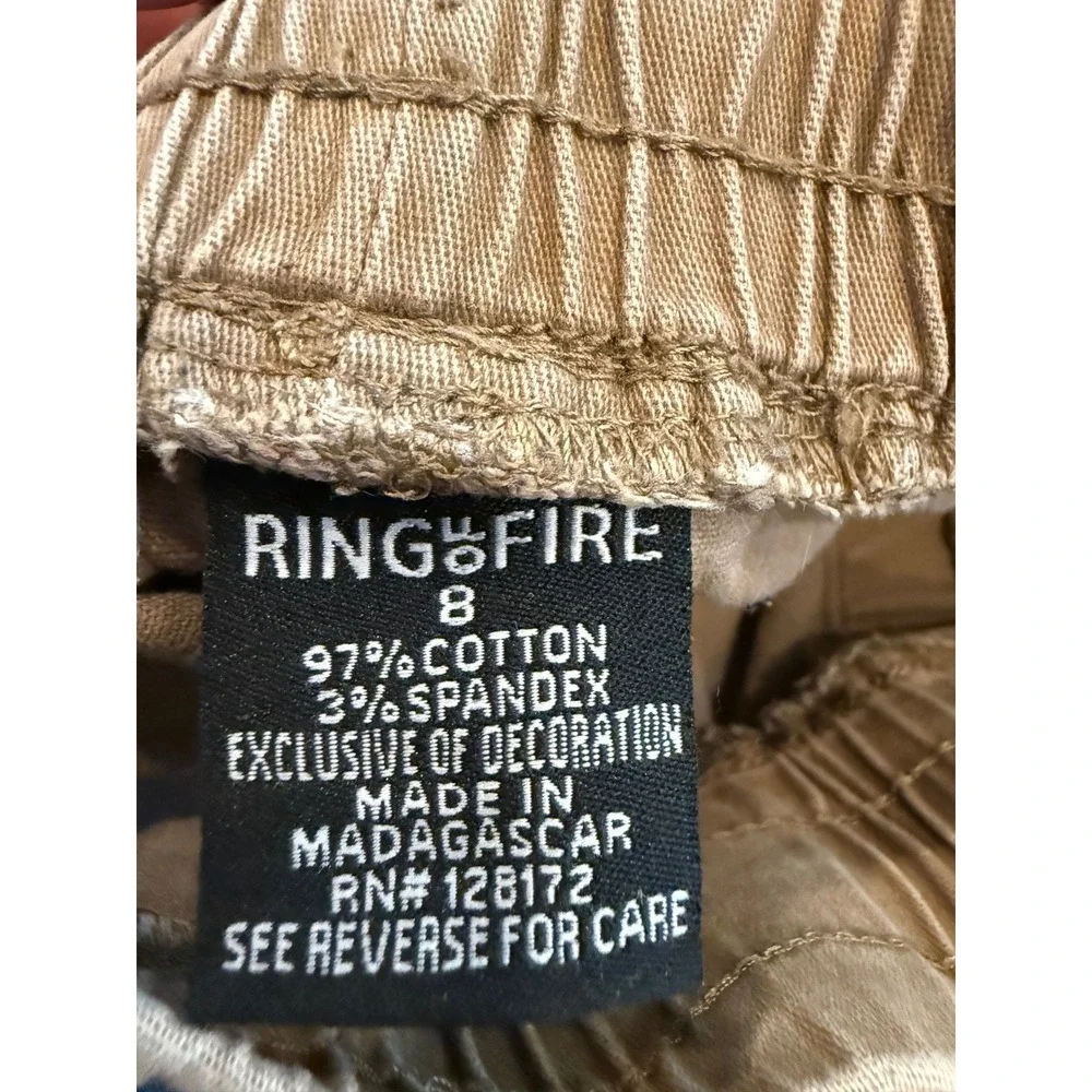 Ring of Fire Boys Brown Moto Jogger Pants‎ Size 8 RBB0237C Tan Ribbed Knee Zip